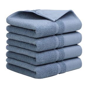 Hand Towel Set 14" x 30" 100% Combed Cotton 600 GSM Steel Blue 4 Pcs